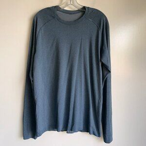 Lululemon Metal Vent Tech Blue Gray "Get Dirty" Long Sleeve Shirt Men's Medium